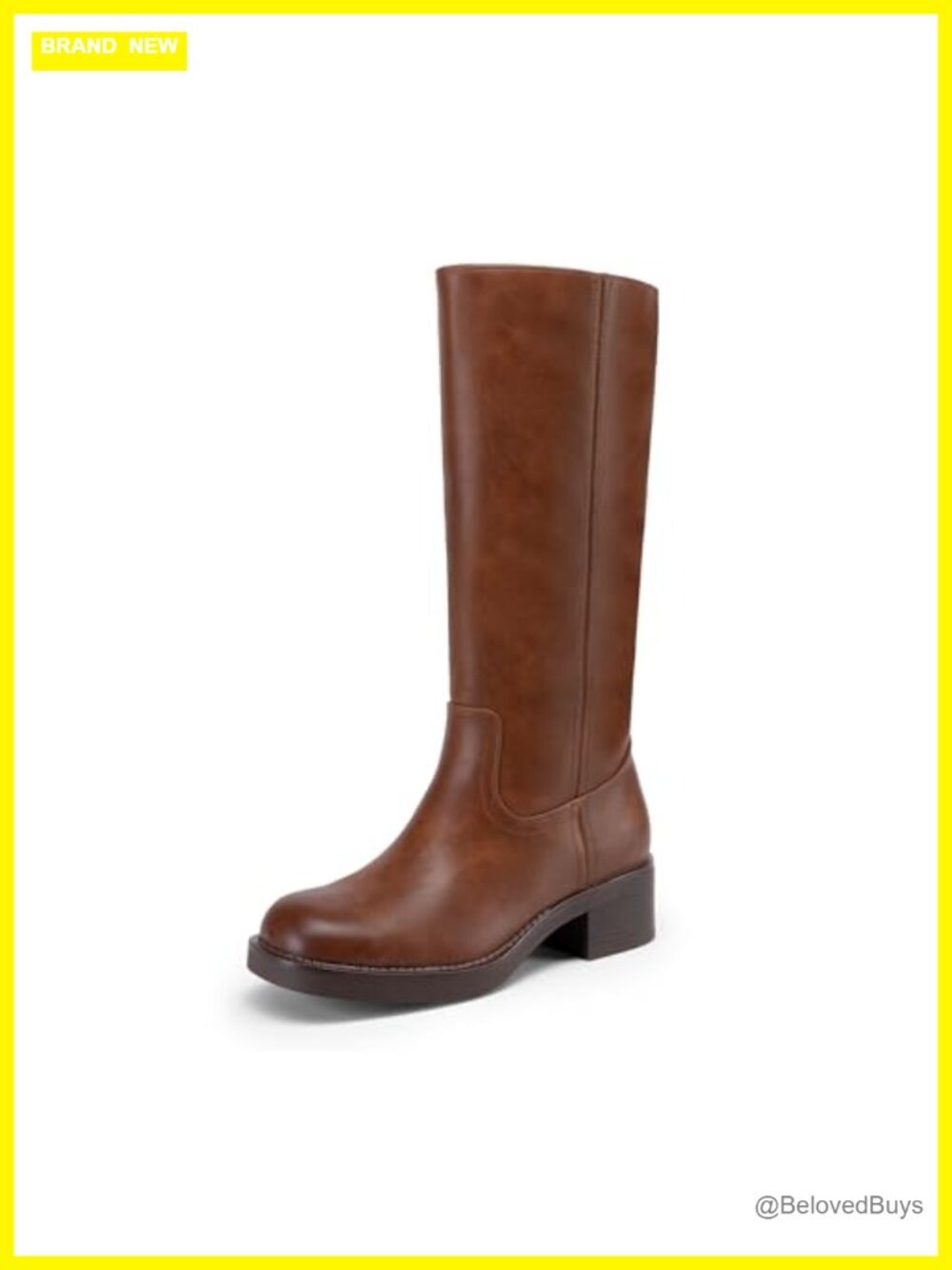 Women's Square Toe Platform Chunky Block Heel Knee High Riding Boots